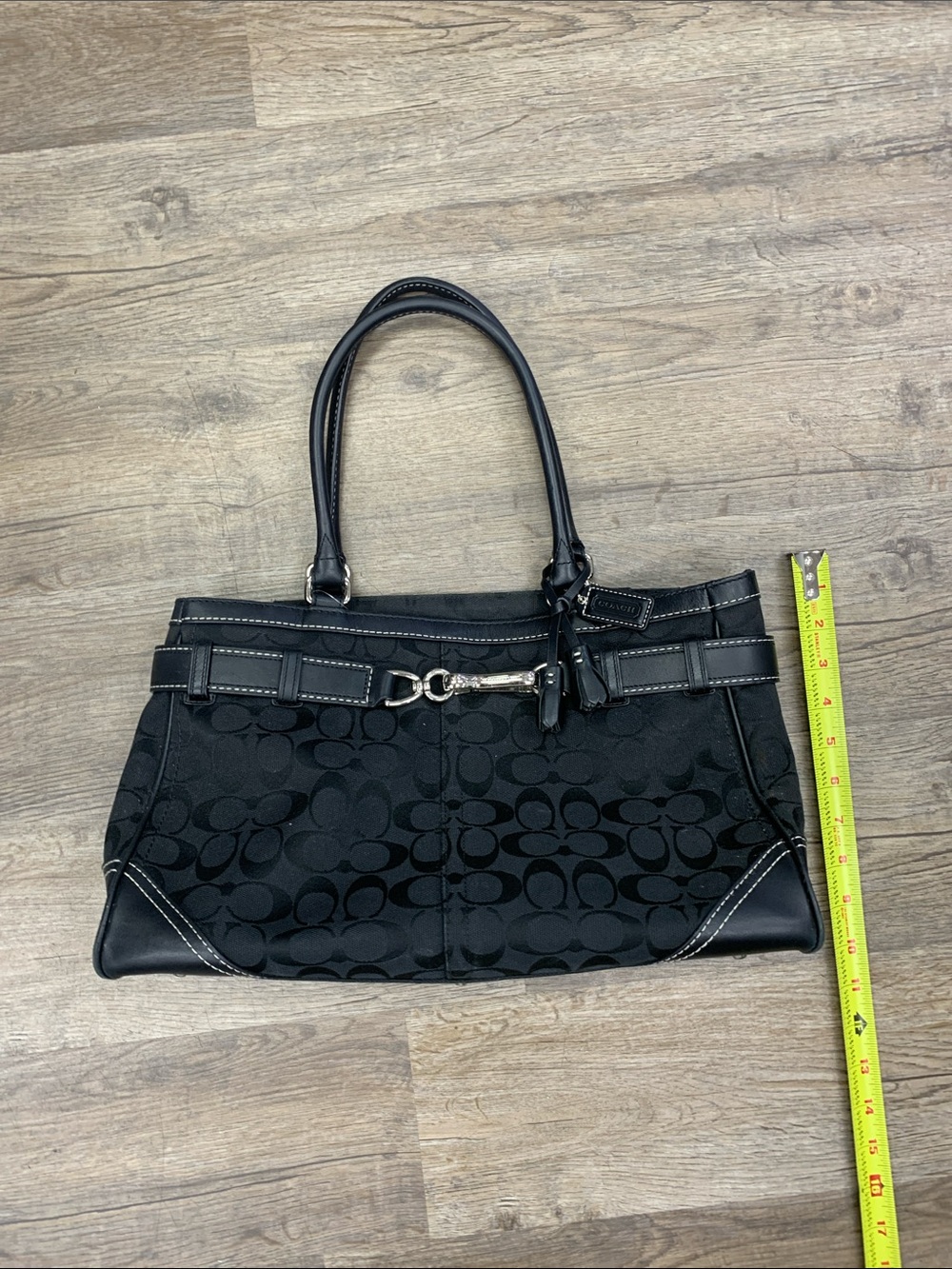 Black Signature-Pattern Shoulder Bag